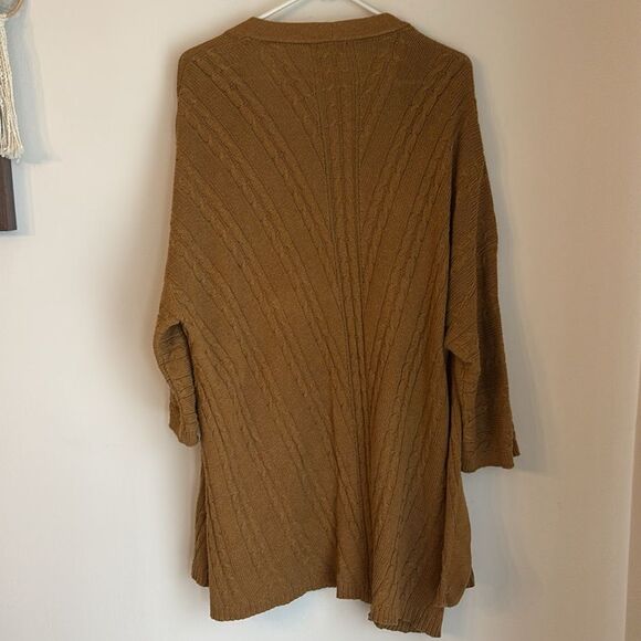 J. Jill Women’s long open cable knit camel tan casual cardigan sweater XL tall! - Picture 8 of 8